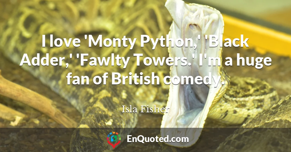 I love 'Monty Python,' 'Black Adder,' 'Fawlty Towers.' I'm a huge fan of British comedy.