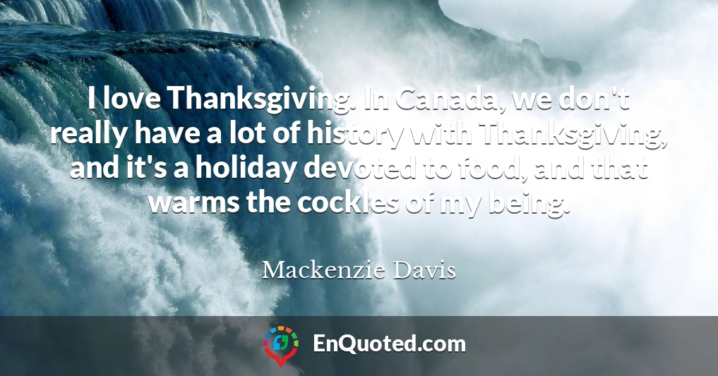 I love Thanksgiving. In Canada, we don't really have a lot of history with Thanksgiving, and it's a holiday devoted to food, and that warms the cockles of my being.