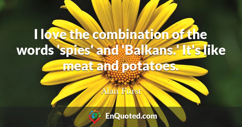 I love the combination of the words 'spies' and 'Balkans.' It's like meat and potatoes.