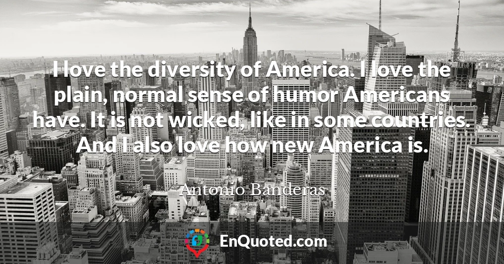 I love the diversity of America. I love the plain, normal sense of humor Americans have. It is not wicked, like in some countries. And I also love how new America is.