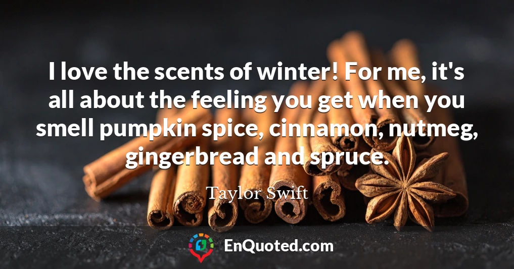 I love the scents of winter! For me, it's all about the feeling you get when you smell pumpkin spice, cinnamon, nutmeg, gingerbread and spruce.