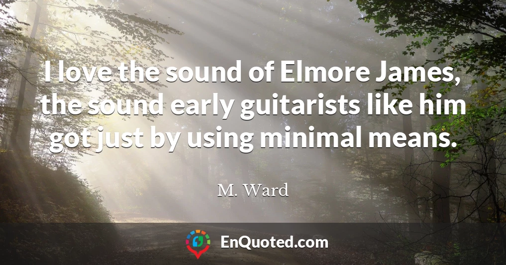 I love the sound of Elmore James, the sound early guitarists like him got just by using minimal means.
