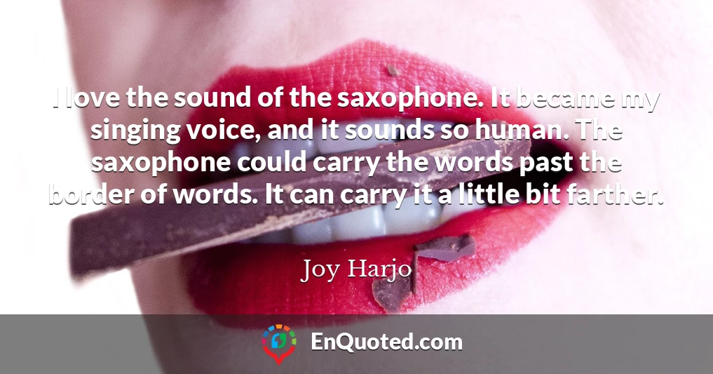 I love the sound of the saxophone. It became my singing voice, and it sounds so human. The saxophone could carry the words past the border of words. It can carry it a little bit farther.