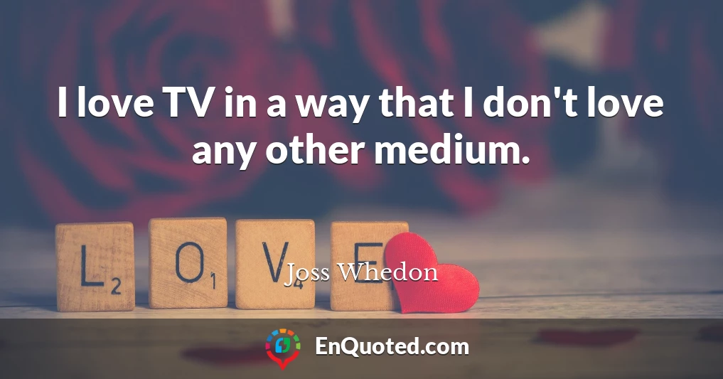 I love TV in a way that I don't love any other medium.