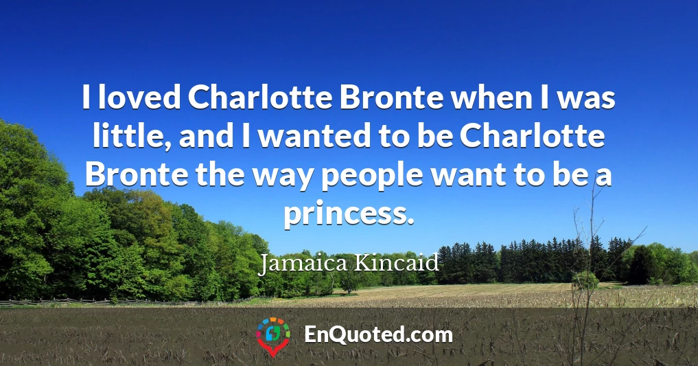 I loved Charlotte Bronte when I was little, and I wanted to be Charlotte Bronte the way people want to be a princess.