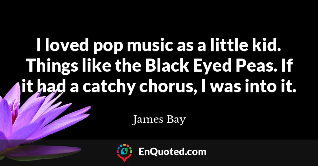 I loved pop music as a little kid. Things like the Black Eyed Peas. If it had a catchy chorus, I was into it.
