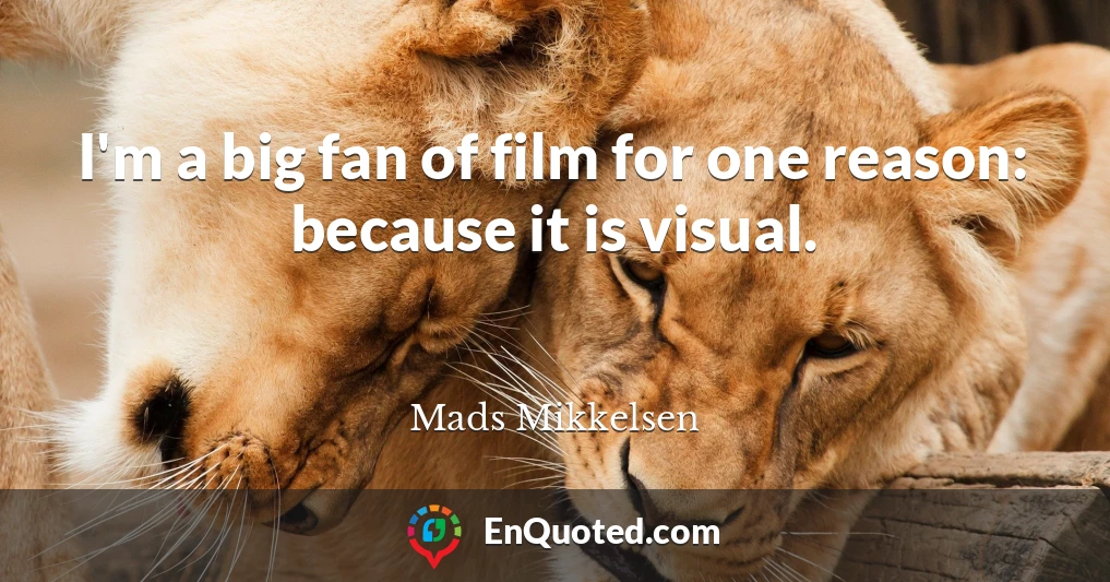 I'm a big fan of film for one reason: because it is visual.