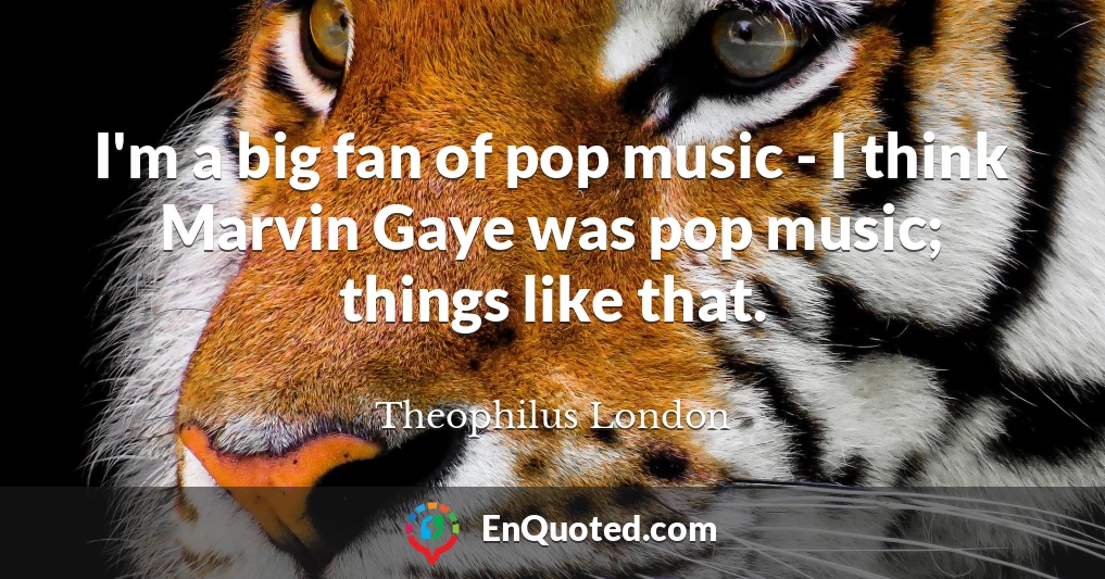 I'm a big fan of pop music - I think Marvin Gaye was pop music; things like that.