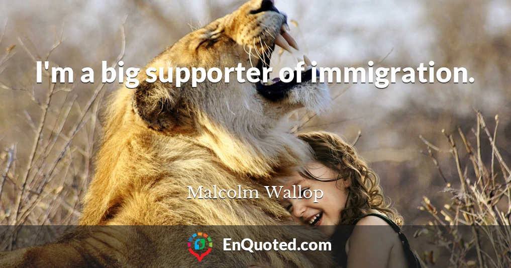 I'm a big supporter of immigration.