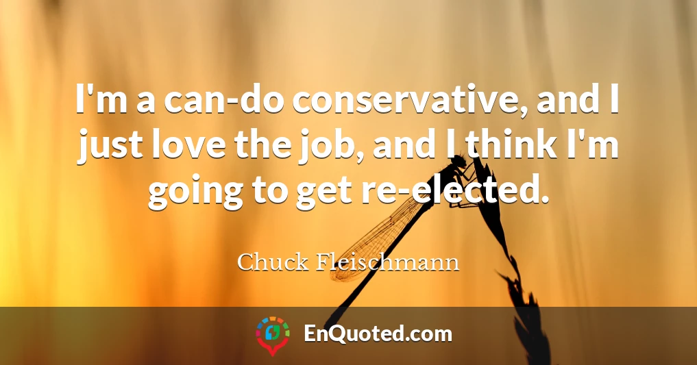 I'm a can-do conservative, and I just love the job, and I think I'm going to get re-elected.