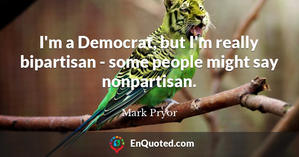 I'm a Democrat, but I'm really bipartisan - some people might say nonpartisan.