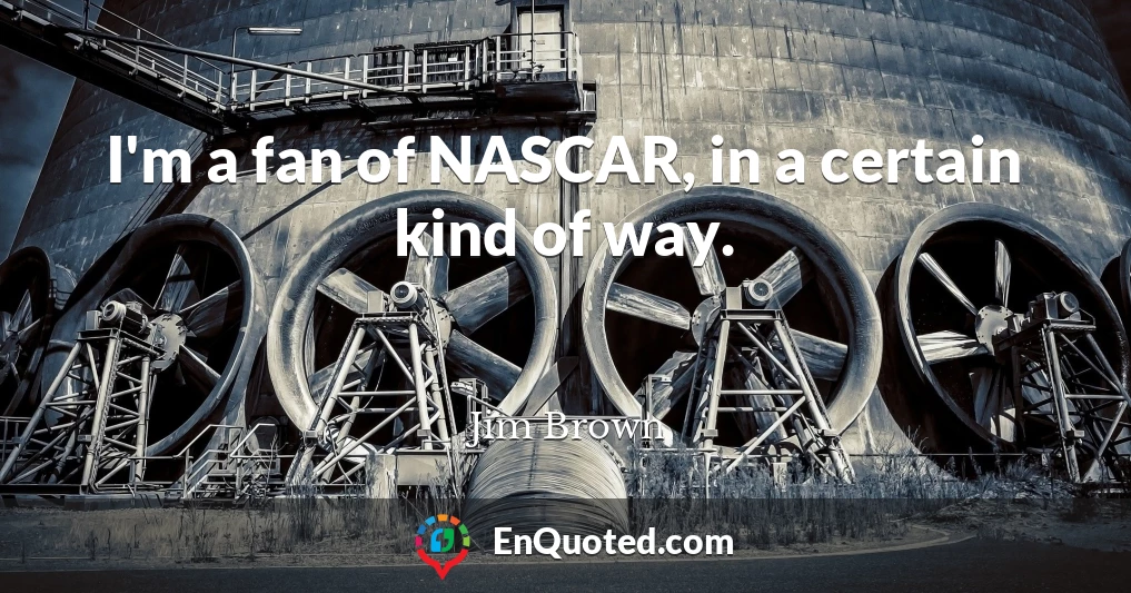 I'm a fan of NASCAR, in a certain kind of way.