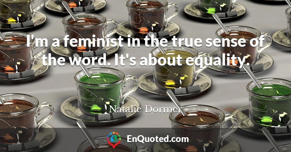 I'm a feminist in the true sense of the word. It's about equality.