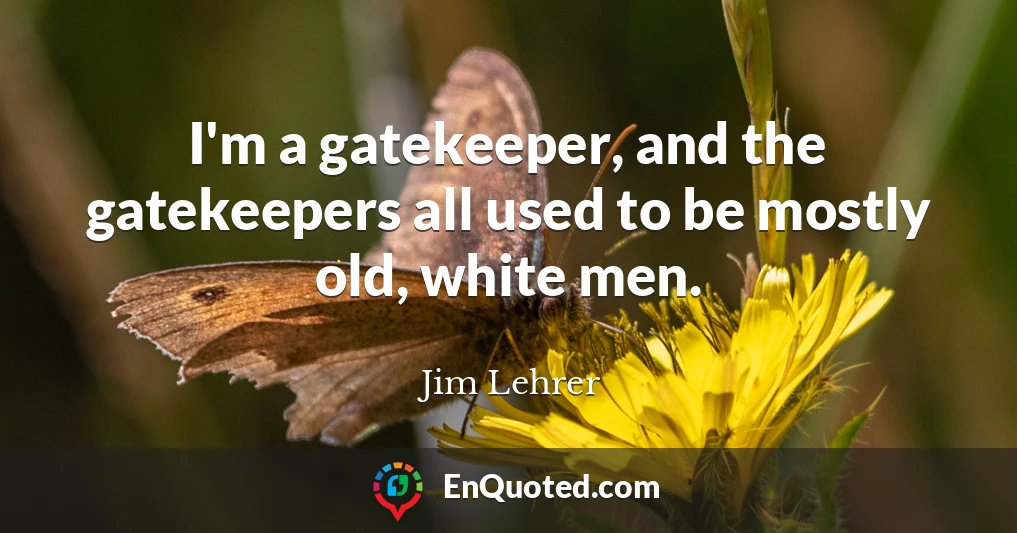 I'm a gatekeeper, and the gatekeepers all used to be mostly old, white men.