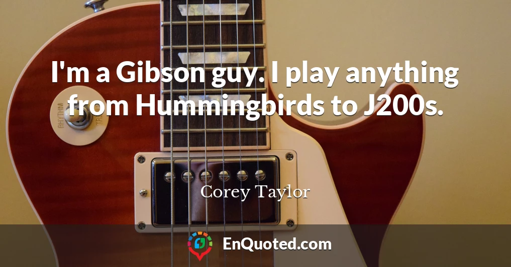 I'm a Gibson guy. I play anything from Hummingbirds to J200s.