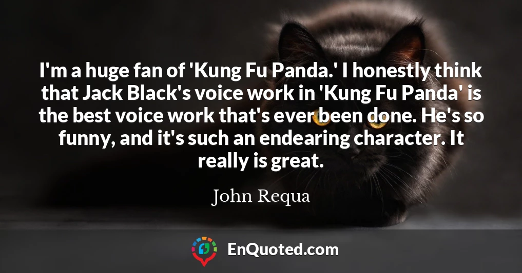 I'm a huge fan of 'Kung Fu Panda.' I honestly think that Jack Black's voice work in 'Kung Fu Panda' is the best voice work that's ever been done. He's so funny, and it's such an endearing character. It really is great.