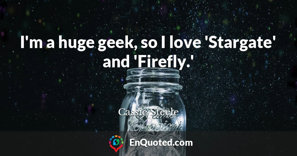 I'm a huge geek, so I love 'Stargate' and 'Firefly.'