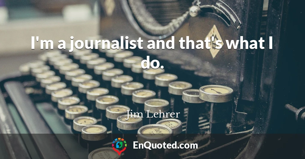 I'm a journalist and that's what I do.
