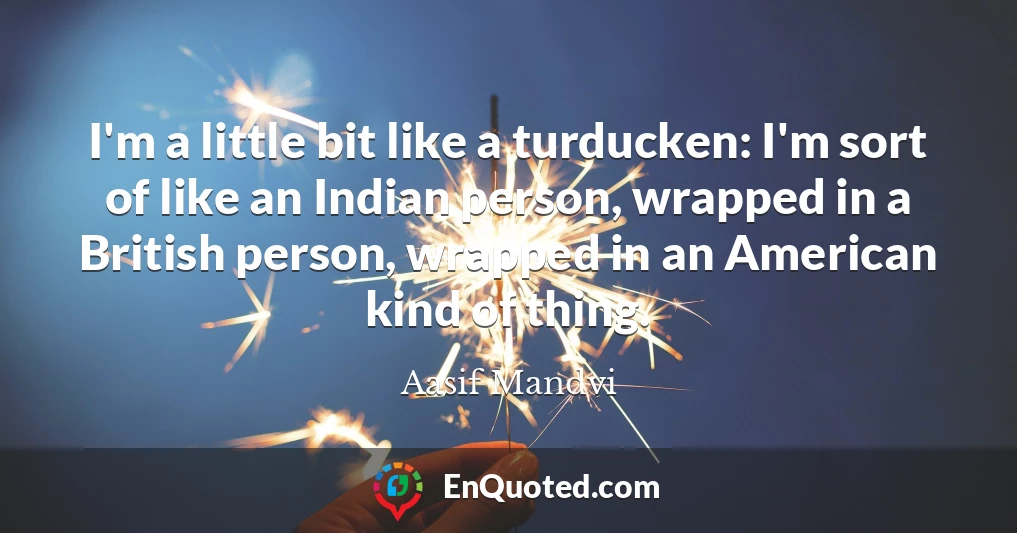 I'm a little bit like a turducken: I'm sort of like an Indian person, wrapped in a British person, wrapped in an American kind of thing.