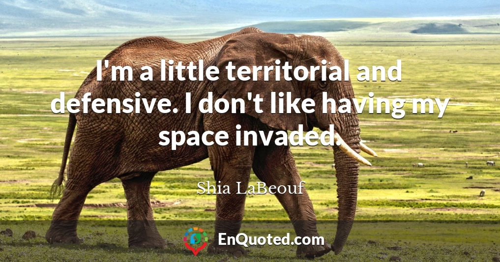 I'm a little territorial and defensive. I don't like having my space invaded.