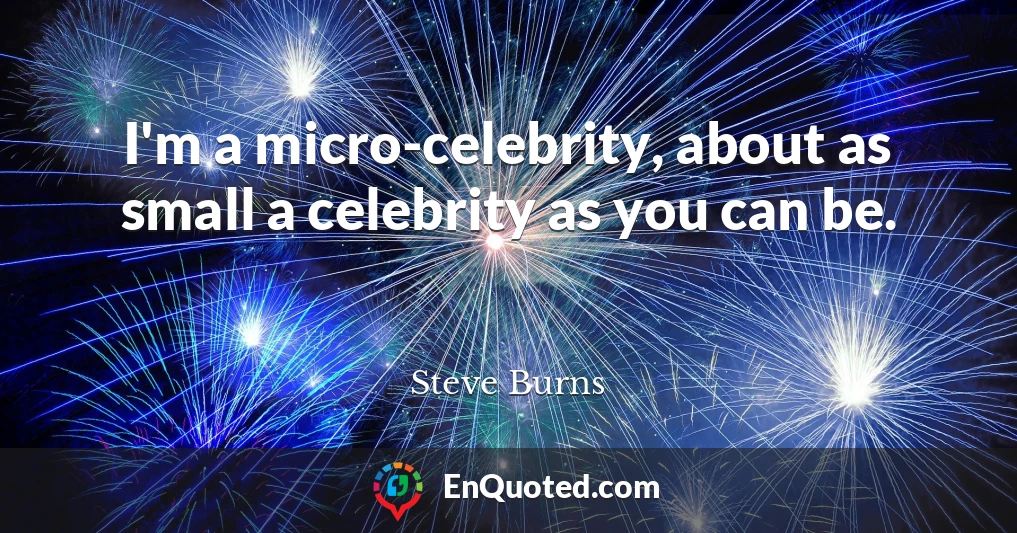 I'm a micro-celebrity, about as small a celebrity as you can be.