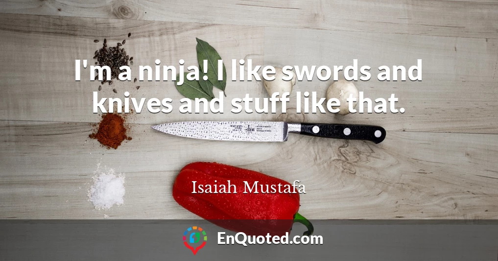 I'm a ninja! I like swords and knives and stuff like that.
