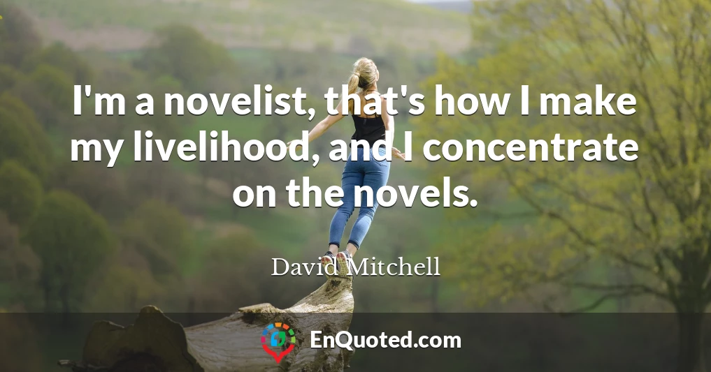 I'm a novelist, that's how I make my livelihood, and I concentrate on the novels.