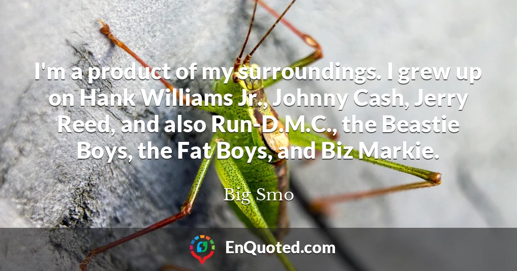 I'm a product of my surroundings. I grew up on Hank Williams Jr., Johnny Cash, Jerry Reed, and also Run-D.M.C., the Beastie Boys, the Fat Boys, and Biz Markie.