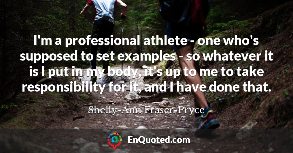 I'm a professional athlete - one who's supposed to set examples - so whatever it is I put in my body, it's up to me to take responsibility for it, and I have done that.