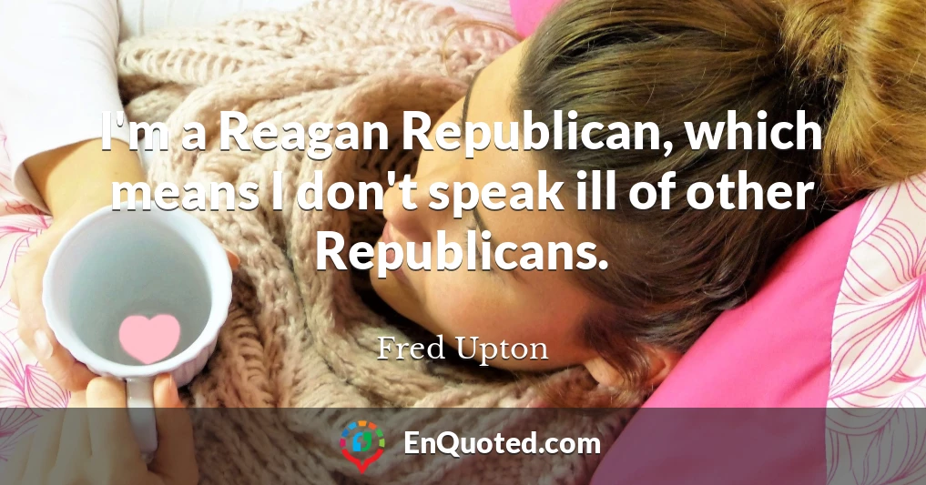 I'm a Reagan Republican, which means I don't speak ill of other Republicans.