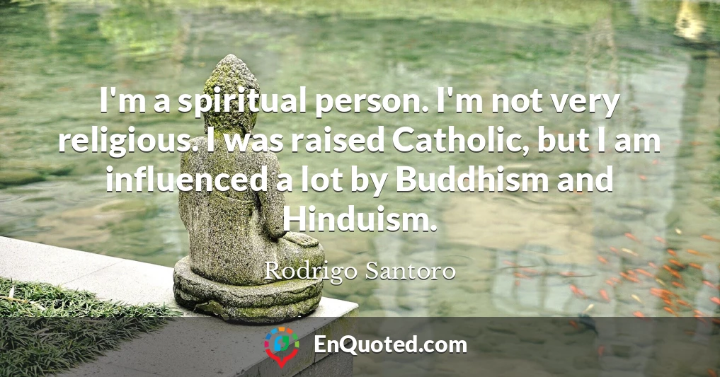 I'm a spiritual person. I'm not very religious. I was raised Catholic, but I am influenced a lot by Buddhism and Hinduism.