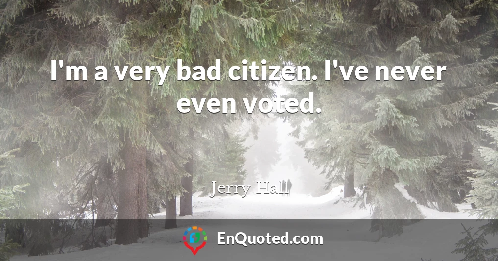 I'm a very bad citizen. I've never even voted.