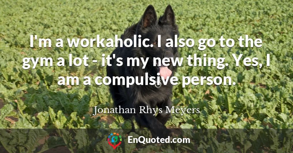 I'm a workaholic. I also go to the gym a lot - it's my new thing. Yes, I am a compulsive person.