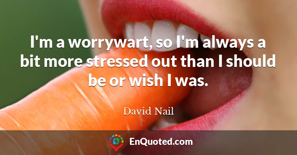 I'm a worrywart, so I'm always a bit more stressed out than I should be or wish I was.
