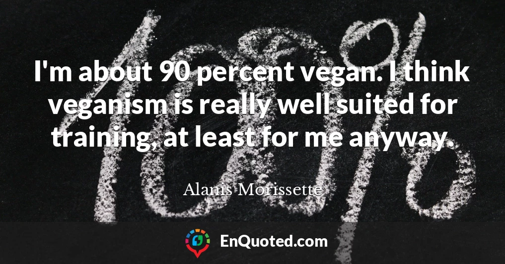 I'm about 90 percent vegan. I think veganism is really well suited for training, at least for me anyway.