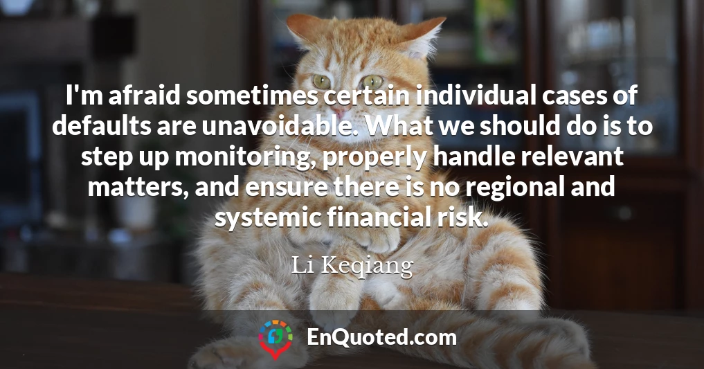 I'm afraid sometimes certain individual cases of defaults are unavoidable. What we should do is to step up monitoring, properly handle relevant matters, and ensure there is no regional and systemic financial risk.