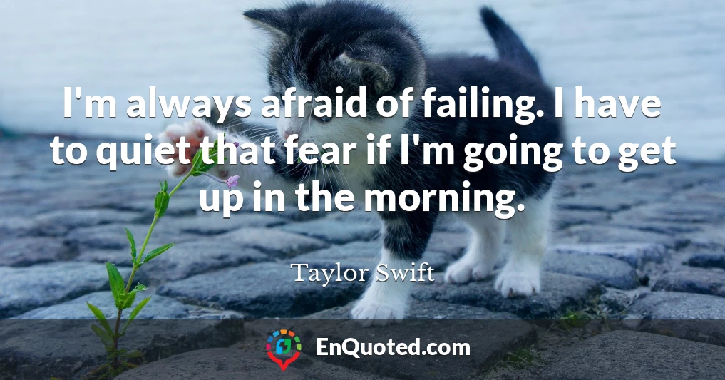 I'm always afraid of failing. I have to quiet that fear if I'm going to get up in the morning.