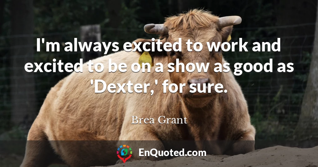 I'm always excited to work and excited to be on a show as good as 'Dexter,' for sure.