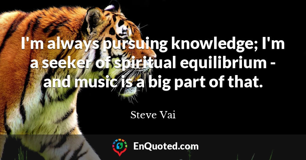 I'm always pursuing knowledge; I'm a seeker of spiritual equilibrium - and music is a big part of that.