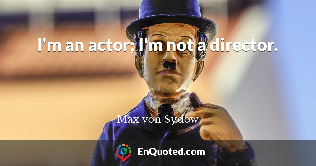 I'm an actor; I'm not a director.