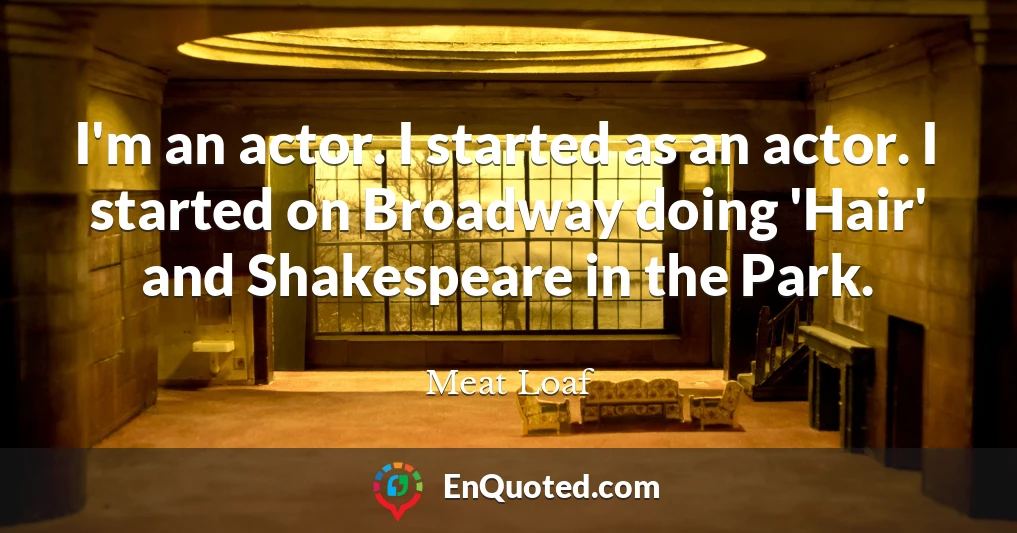 I'm an actor. I started as an actor. I started on Broadway doing 'Hair' and Shakespeare in the Park.
