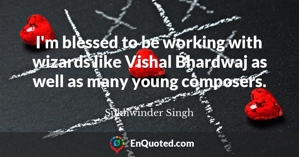 I'm blessed to be working with wizards like Vishal Bhardwaj as well as many young composers.