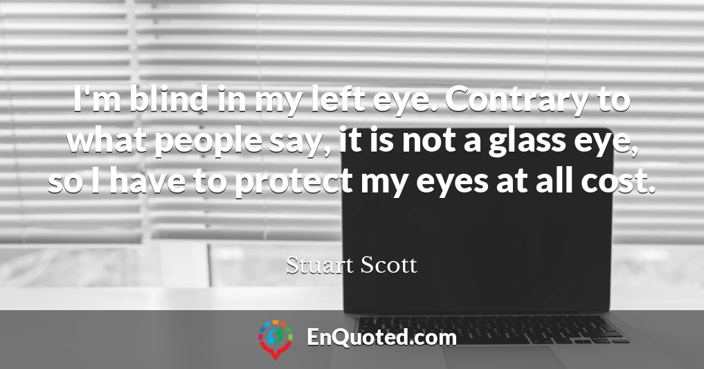 I'm blind in my left eye. Contrary to what people say, it is not a glass eye, so I have to protect my eyes at all cost.