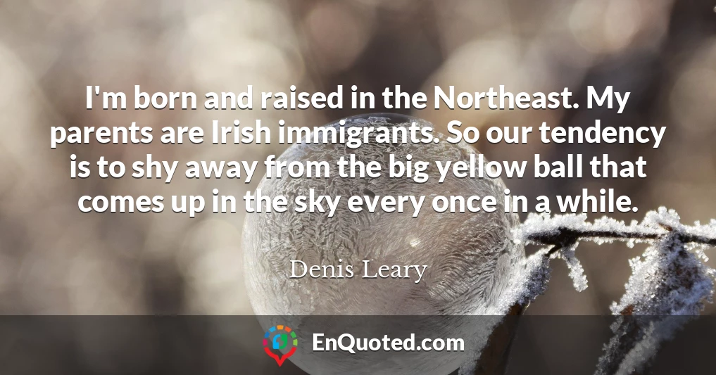 I'm born and raised in the Northeast. My parents are Irish immigrants. So our tendency is to shy away from the big yellow ball that comes up in the sky every once in a while.