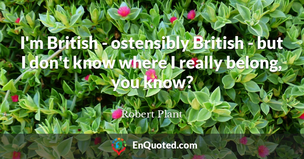 I'm British - ostensibly British - but I don't know where I really belong, you know?
