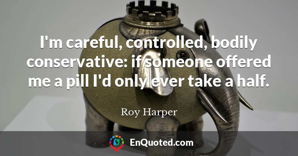 I'm careful, controlled, bodily conservative: if someone offered me a pill I'd only ever take a half.