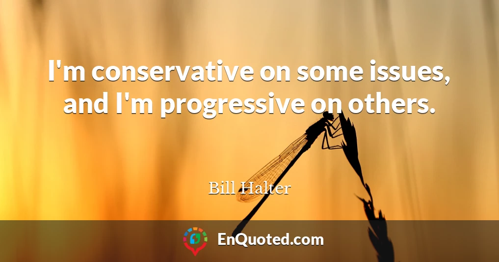 I'm conservative on some issues, and I'm progressive on others.