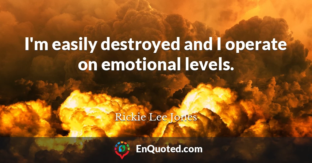 I'm easily destroyed and I operate on emotional levels.