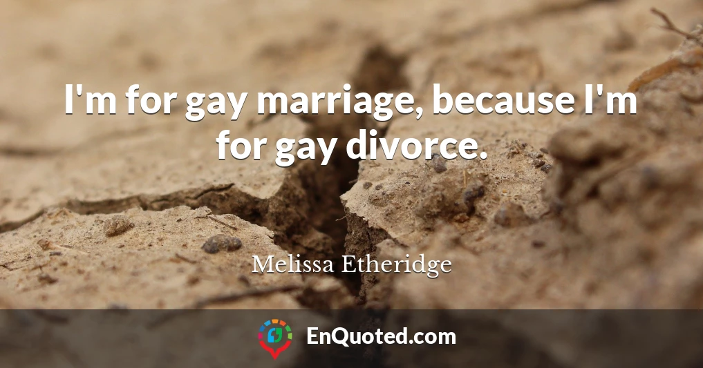 I'm for gay marriage, because I'm for gay divorce.