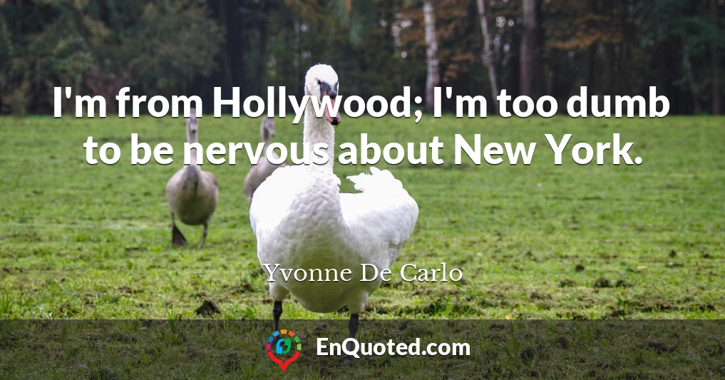 I'm from Hollywood; I'm too dumb to be nervous about New York.
